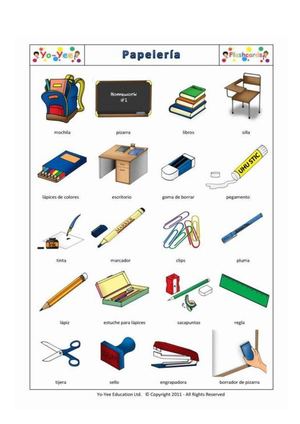 Vocabulario Papelería