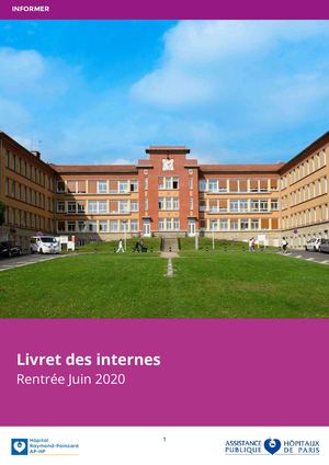 Livret de l'interne - Service Hygiène - Hôpital Raymond-Poincaré - 06_2020