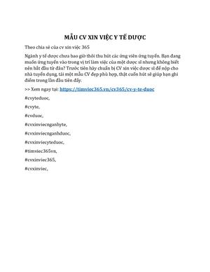 Mau Cv Xin Viec Y Te Duoc