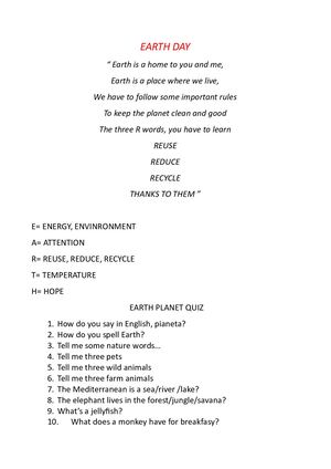 Earth Day Rhyme