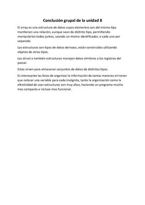 Conclusión Grupal De La Unidad 8