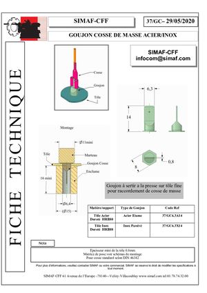 Cosse de masse Goujon a sertir