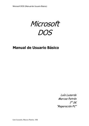 Ms Dos Manual De Usuario Basico Luis Luzardo Marcos Patron