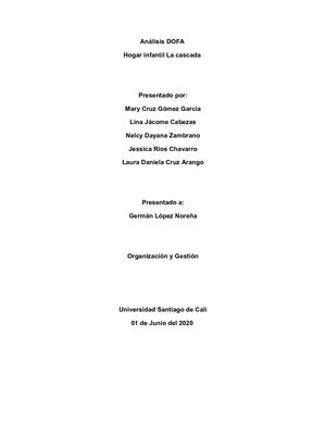 Matriz DOFA del Hogar Infantil La Cascada