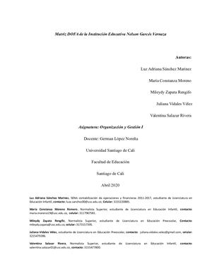Matriz Dofa Luz Sanchez, Maria Constanza Moreno, Mileydy Zapata, Juliana Vidales Y Valentina Salazar Rivera