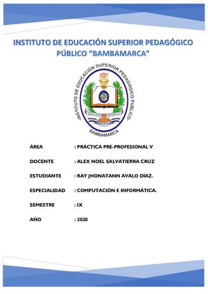 Portafolio De Práctica Pre Profesional V Ray Jhontann Avalo Diaz