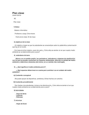 trabajo plan clase