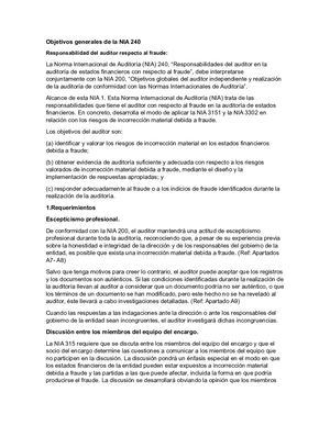 Objetivos Generales De La Nia 240 y 300