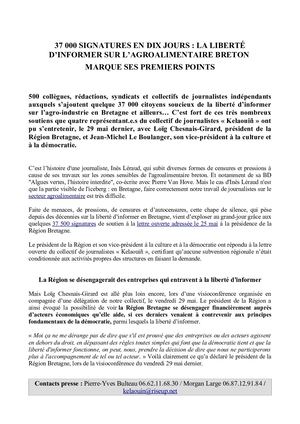 La Liberté D’informer Sur L’agroalimentaire Breton Marque Ses Premiers Points