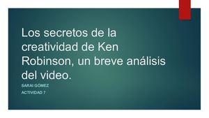 Los Secretos De La Creatividad De Ken Robinson- breve análisis