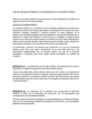 Ley De Correduria Publica Tarea