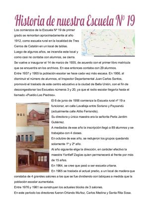 Historia De La Escuela N ° 19