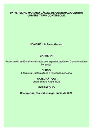 Portafolio Digital Literatura Guatemalteca E Hispanoamericana