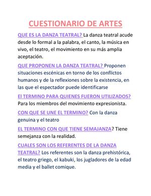 Cuestionario De Danza Teatral Daniela Gil