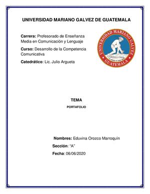 Portafolio de Desarrollo de la Competencia Comunicativa II