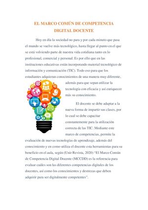 El Marco Común De Competencia Digital Docente