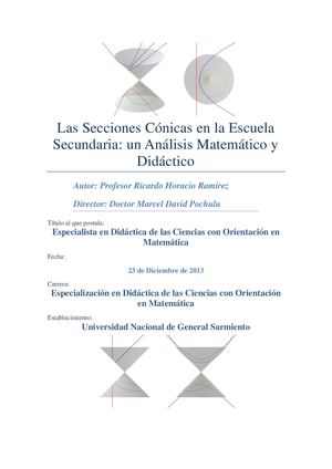 Las Secciones Cónicas En Escuela Secundaria Un Análisis Matemático Y Didáctico