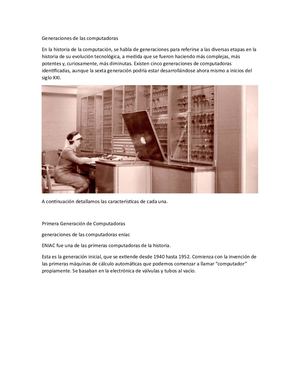 Generaciones De Las Computadoras
