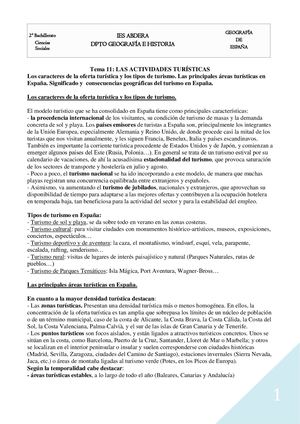 Tema 11: Las Actividades Turísticas