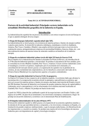 Tema 10: La Actividad Industrial
