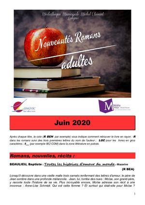 Nouveautés Roman Juin 2020