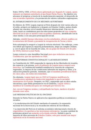 El Oncenio De Leguia