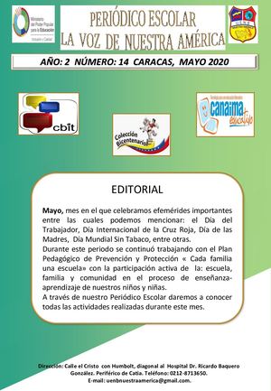 Periódico Escolar Mes De Mayo 2020