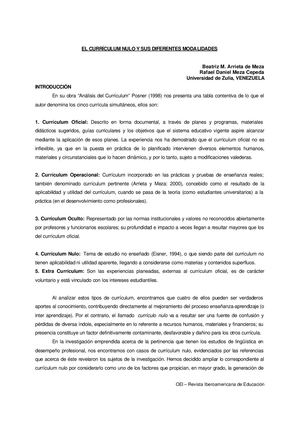 5 Tipos De Curriculo Nulo Y Sus Variantes