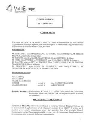 14/01/2016- CR du CC