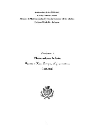 2002-09 Histoire Religieuse de Salers à l'époque moderne