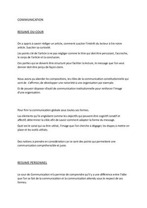 Resume Communication