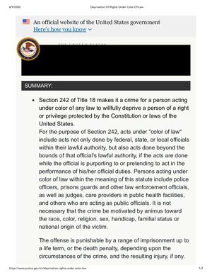 Deprivation Of Rights Under Color Of Law