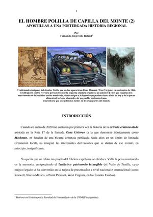 EL HOMBRE POLILLA DE CAPILLA DEL MONTE (2): APOSTILLAS A UNA POSTERGADA HISTORIA REGIONAL