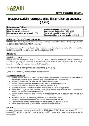 Responsable Comptable Financier Et Achats