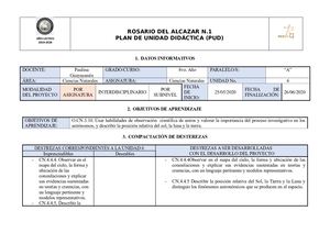 Planificación de  Unidad 6- Ciencias Naturales 8vo