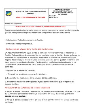 Guia No 2 Sociales, Civica, Etica, Religión, Ciencias
