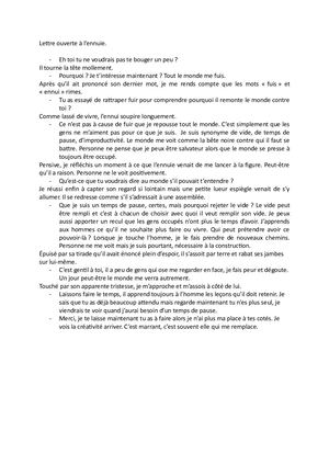 Lettre Ouverte à L'ennui