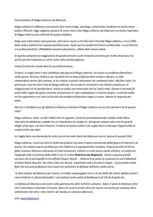 Come Parlano Di Mago Letterius Ad Altamura