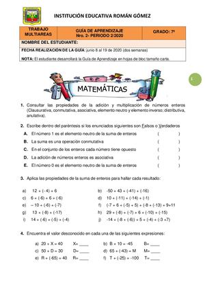 Guia De Aprendizaje No 2 -2do Periodo Grado 7 Junio 8  al 19
