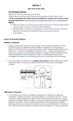 SEMANA 9 DEL 16 AL 19 DE JUNIO
