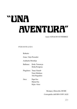 Una Aventura Obra De Teatro Lima Valladares Luis Eduardo