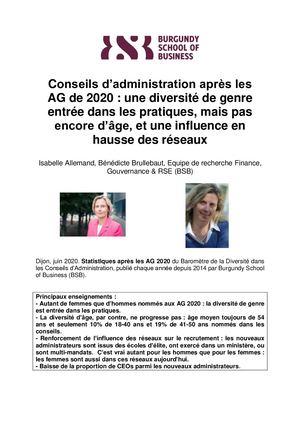 2020 La Féminisation Des Conseils Du Sbf 120