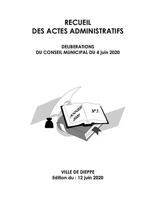 Recueil Des Actes Administratifs N° 2020 03 Cm Du 04 06 2020