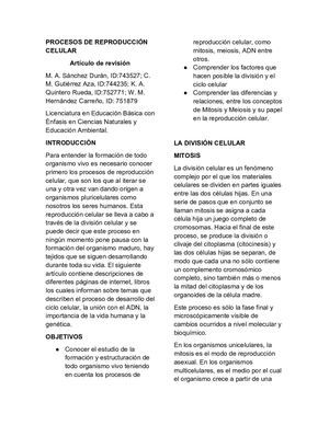 Procesos De Reproducción Celular