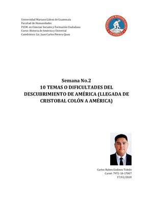 Semana No 2 Dificultades De Colon A America