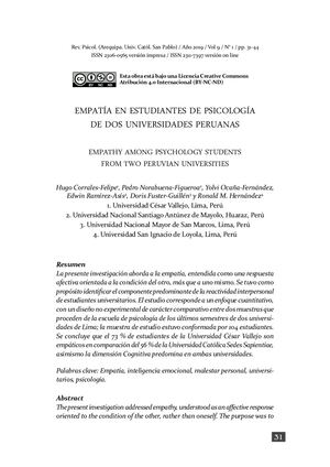 EMPATÍA EN ESTUDIANTES DE PSICOLOGÍA DE DOS UNIVERSIDADES PERUANAS