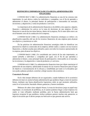 Definición E Importancia De Una Buena Administración Financiera