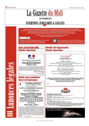 N°8731 - Annonces judiciaires et légales - Du 25 au 31 mai 2020