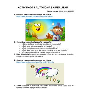 Actividades Lunes 15 De Junio