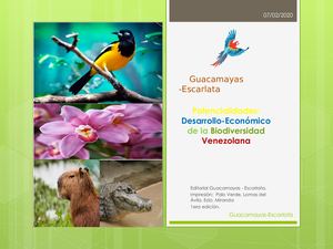 Potencialidades Desarrollo-Económicas de la Biodiversidad Venezolana